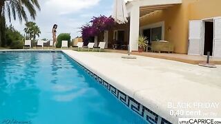 Little Caprice gave a blowjob to a stranger in the pool