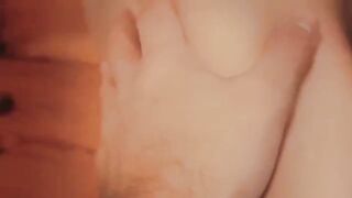 My chubby wife with big tits jumps on my cock and cums on them