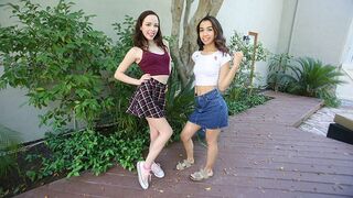 Two stepdaughters share the same daddy in a taboo threesome