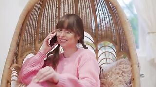 Petite teen Riley Reid masturbates on the phone for a horny caller