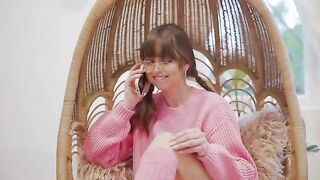 Petite teen Riley Reid masturbates on the phone for a horny caller
