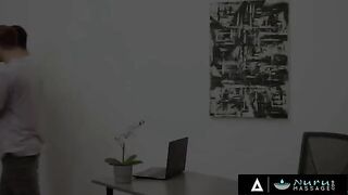 Two young guys received a massage from a fat naked woman with huge boobs
