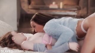 Two skinny and hot girlfriends enjoy sensual lesbian sex