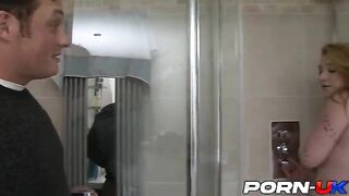 Harmony Reigns, thick and busty, gets fucked by stepdad after shower