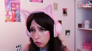 A pretty cosplayer plays video games and has sex with her boyfriend