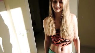 A girl caught her stepbrother jerking off and felt sorry for him