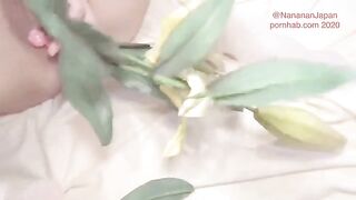 Bukkake with flowers in the ass of a Japanese girl in HD