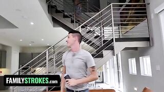 Two stepbrothers shared Sarah Bella's big tits and pussy