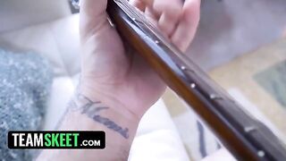 Two step sisters, Demi Sutra and Evelin Stone, share their boyfriend’s huge cock