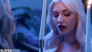 Two voluptuous girls, Skye and Blake, are having fun together
