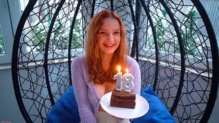A cute slender girl was fucked on her 18th birthday by a real guy