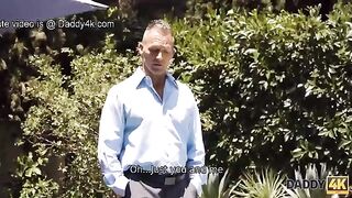 The old man fucked his girlfriend by the pool in a steamy scene
