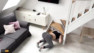 A girl got stuck and her stepbrother took advantage of the situation to have his way with her