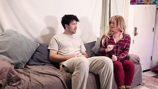A stepmom helped her stepson to get rid of morning erection