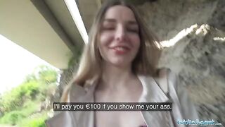 Young Ukrainian with long hair has sex with stranger outdoors