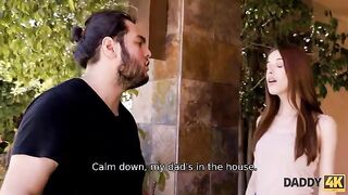 The girl forgot about her boyfriend, getting intimate with a mature man