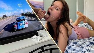 Girl was playing Xbox when a man came and deeply fucked her throat