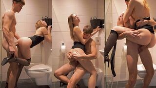 Pervert dude banged his stepmom in the bathroom wearing sexy stockings
