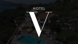 Blonde woman is having fun with the bartender in the hotel where she is staying