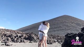 We climbed a volcano and he exploded in my mouth