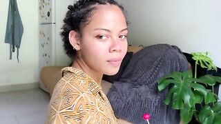 A woman with a beautiful body is begging for sperm in her mouth