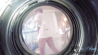 My girlfriend had a creampie after looking for underwear in the washing machine