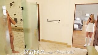 Athena Faris sneaks into the shower with her stepdad in a taboo scene