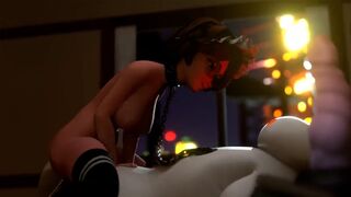Aunt Cass rides the dick of Baymax in a steamy scene