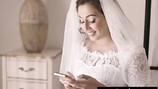 A sexy bride got fucked by her cheating wife and her naughty friend in a steamy threesome