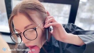 A woman cheats on her husband while talking on the phone