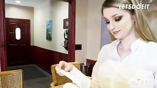 Two kinky sluts seduced their boss to fuck with them both in an intense office scene