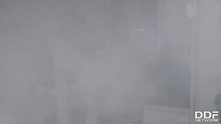 Firefighters have a hard day at an unusual party with busty beauty Monika Fox
