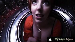 Pervert stepbro and stepsis save sexy stepmom Lauren Phillips from the washing machine