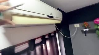 The hot girl has no money to pay for the AC repairman