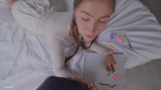 Stepsister makes her very first blowjob today
