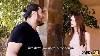 The girl seduces the boyfriend’s dad, tired of his ego