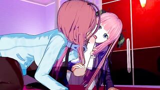 The best threesome sex with Miku and Nino in 3D