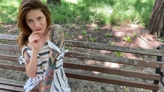 I have sex in the car right in the park, no panties and cum inside