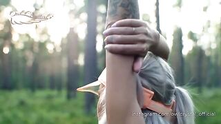 A girl was jogging and met a guy, then got intimate in the woods