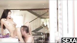 The girl was fucked on the kitchen table, her man captured it all
