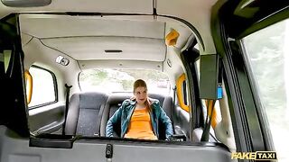 Redhead slut Kiara squirted on the taxi driver's cock in FakeTaxi
