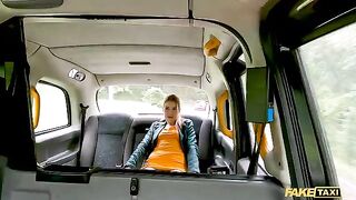 Redhead slut Kiara squirted on the taxi driver's cock in FakeTaxi