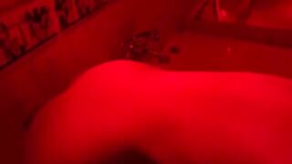 A blonde plays with sex toys in the bathroom and gets a big cock