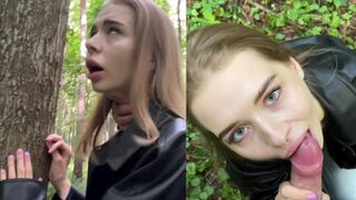 Public forest fuck with shy-looking Californiababe