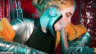 Femdom threesome with ballerinas in the Atomic Heart style