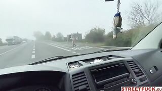 Girl is flashing her body to get fucked by strangers in cars