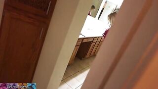 Stepmom gets ready for bed while being watched and caught