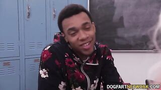 Heather Honey, cute fair-haired girl, fucks with two black men at once