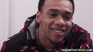 Heather Honey, cute fair-haired girl, fucks with two black men at once