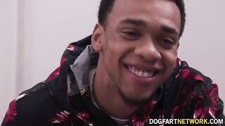 Heather Honey, cute fair-haired girl, fucks with two black men at once